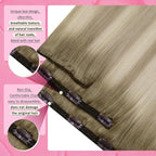 YoungSee Clip in Human Hair Extensions Ombre Ash Blonde to Platinum Blonde Balayage Clip in Hair Extensions Blonde Remy Human Hair Extension Clip ins for Women 7pcs 120g 16Inch
