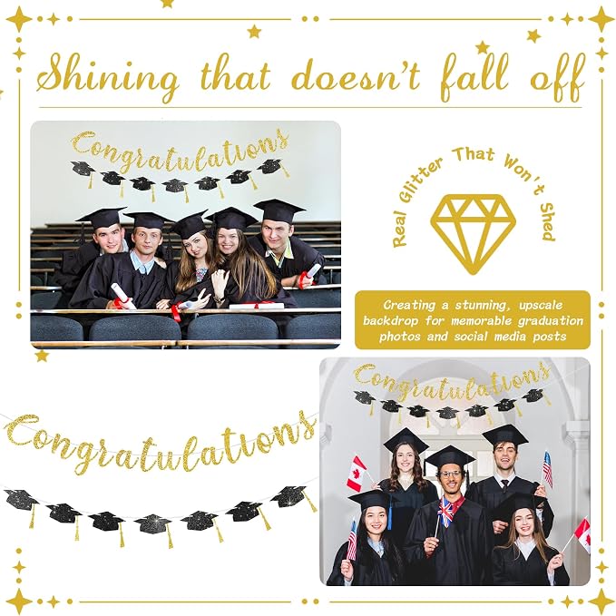2026 Graduation Banners Party Decorations, Glitter Congratulations - Image 6