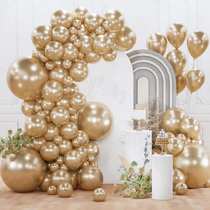 PartyWoo Metallic Gold Balloons 154pcs Different Sizes of 18 12 10 5 Inch by PartyWoo