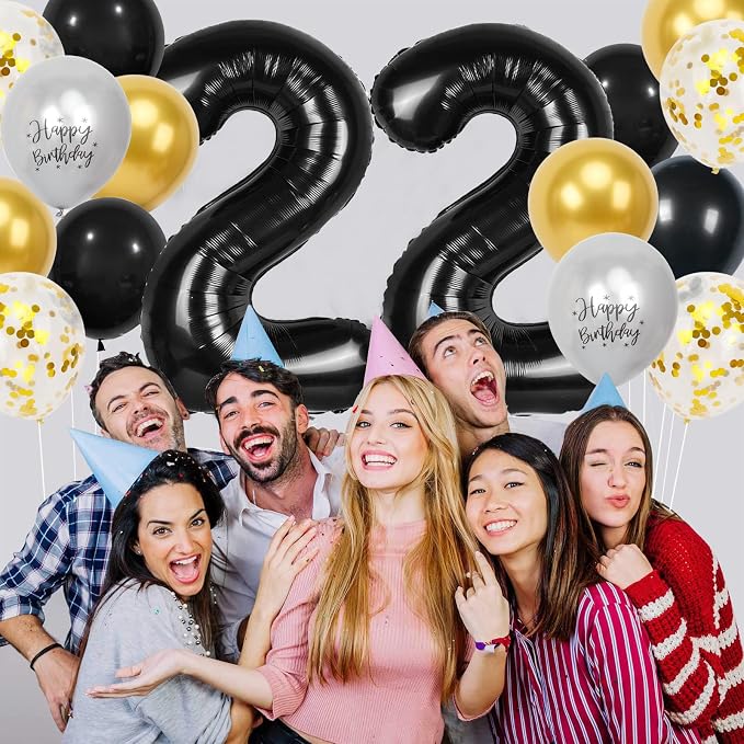 22nd Birthday Decorations for Men, 40 inch 22 Balloon Numbers - Image 3
