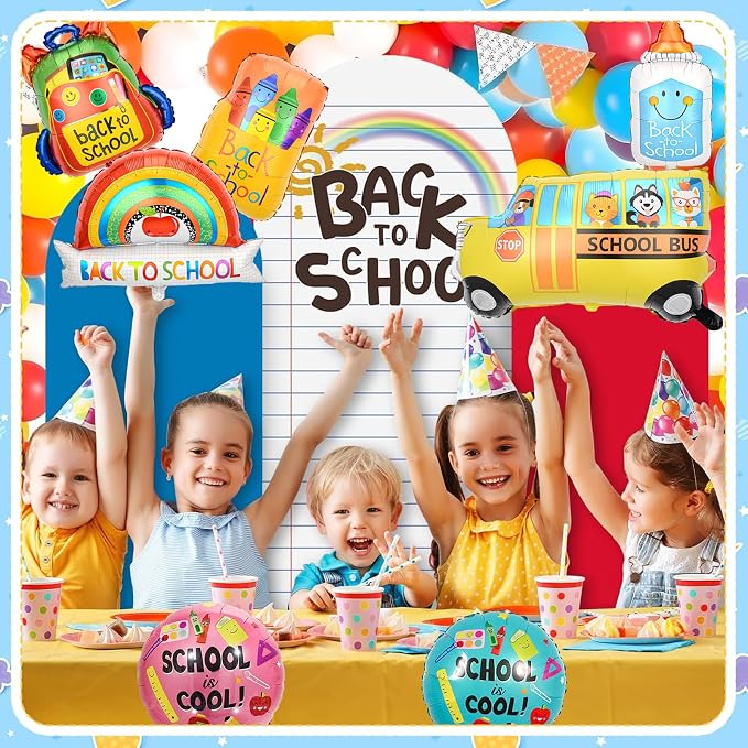 7 Pcs Back to School Balloons, School Bus Balloon, Colorful Schoolbag Pencil - Image 6