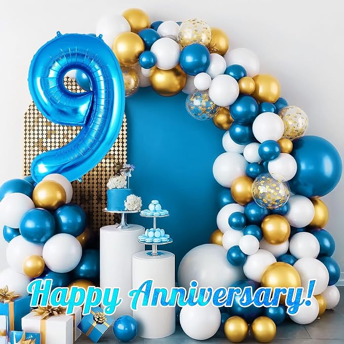 Blue Number 9 Balloon 40 Inch, Big Large Foil Helium Number Balloons, Jumbo - Image 6