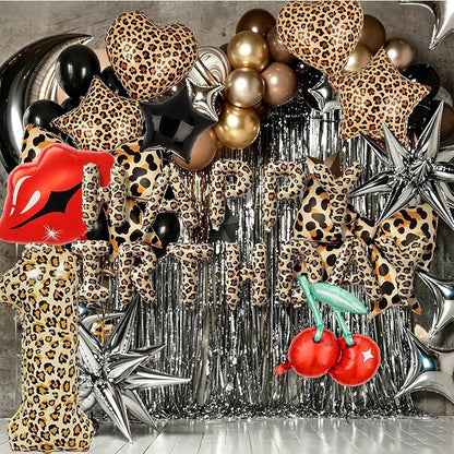 40Inch Large Leopard Print Number 6 Foil Balloons Cheetah 6th Wild One First - Image 4
