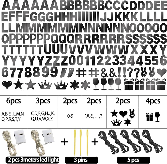 175Pcs DIY Glitter Customizable Banner Kit Happy Birthday Custom Letters Banner - Image 4