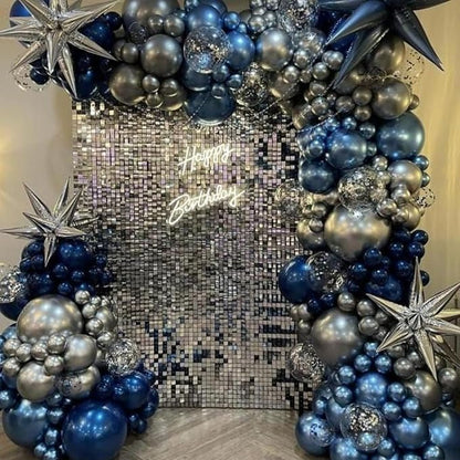 Navy Blue and Silver Balloons for Graduation Decorations | 12-inch metallic - Image 5