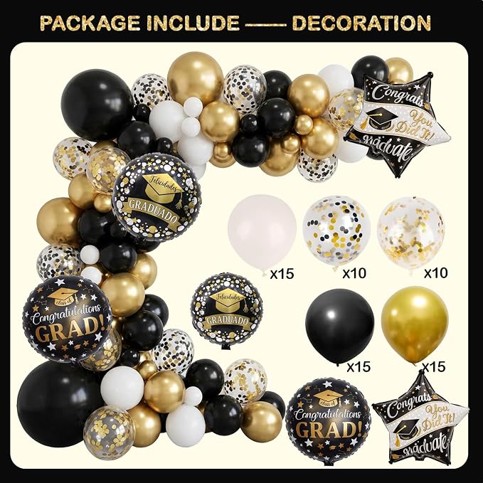 Black and Gold Graduation Decorations Class of 2026 - Image 6