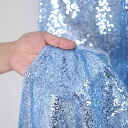 Baby Blue Sequin Curtains Backdrop 6 Pcs 2FTx8FT Shiny Shimmer Fabric | Glitter - Image 5
