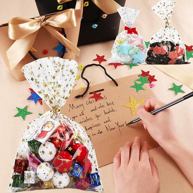 100 Pcs Star Printed 5"X 7" Gift Wrap Cello Cellophane Treat Bags Party Favor - Image 7