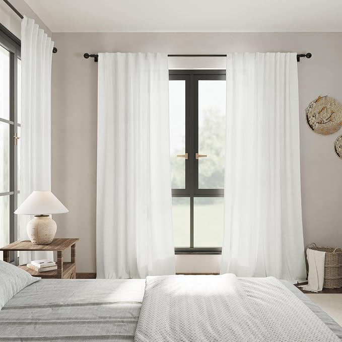 Off White Curtain 102 inches Long 2 Panels Set - Image 7