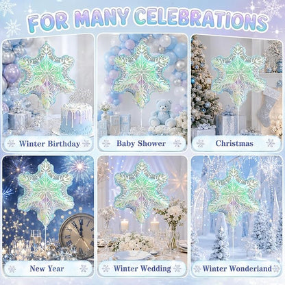 Iridescent Snowflake Balloons, New Year, Birthday and Baby Shower Decorations - Image 10