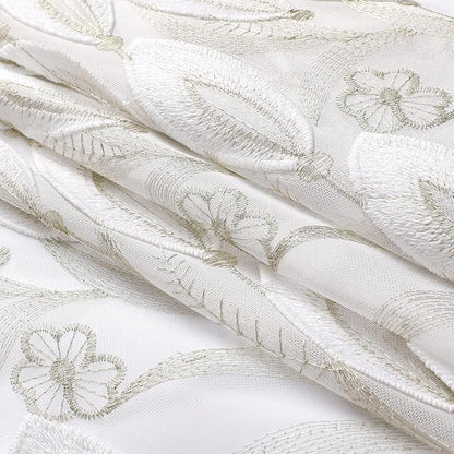 White Sheer Voile Curtains White Embossed Drip 54Wx72L Inch | Light Filtering - Image 6