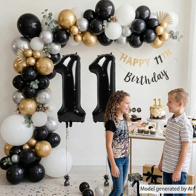 Black Number 11 Balloon 40 Inch, Foil Twin Digits - Image 6