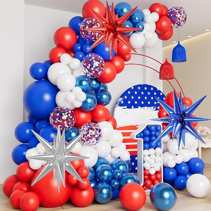 Red White Blue Balloon Garland Arch Kit by DBKL