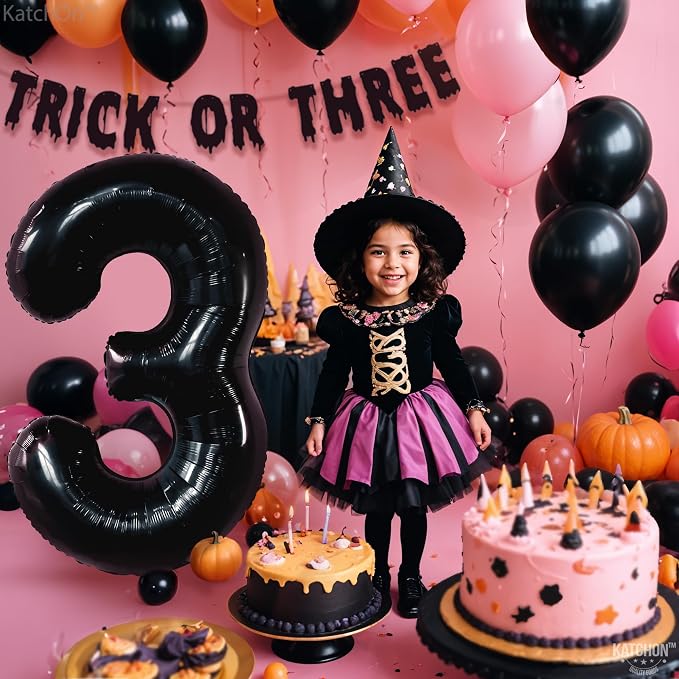 KatchOn Black Number 3 Balloon 40 Inch, 3rd Birthday Decorations - Image 2