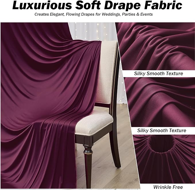 50ft×12ft Burgundy Backdrop Curtains - Image 4