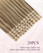 Pinkpearl Invisible Tape in Hair Extensions Human Hair, 20pcs 22inch 60g #10/27/27 Golden Brown to Caramel Blonde Injection Tape in Extensions Real Remy Seamless Human Hair Injected