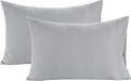 LANE LINEN 100% Organic Cotton Pillowcases - Standard Size and Crisp Cool Percale Weave Sleeping Pillow Covers Set of 2 Silver