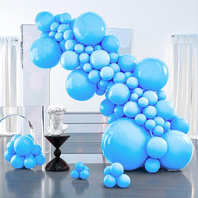 PartyWoo Light Blue Balloons 127pcs Baby Pastel Blue Color 5 Inch | 36 18 12 10 by PartyWoo