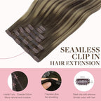 GOO GOO Clip in Hair Extensions Real Human Hair, Remy Human Hair Extensions Clip ins for Women, Natural Human Hair, 22 Inch 140g 7Pcs, 4/26/4 Balayage Chocolate Brown to Honey Blonde