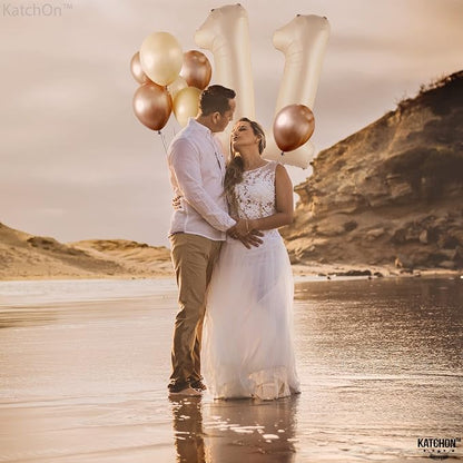 Katchon Caramel 11 Balloons Number 40 Inch | Retro Apricot Number 11 Balloons - Image 6