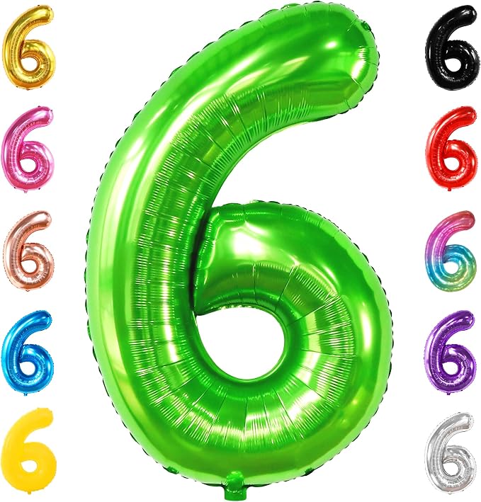 KatchOn, Giant Light Green Number 6 Balloon, 40 Inch | 6th Birthday Balloon | by KatchOn