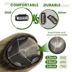 Hair Toppers for Women Real Human Hair Larger Silk Base 6x7 inch 65 grams 14inch Clip In Topper Hair pieces Dark Brown to Dirty Blonde（#2618 14inch）