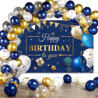 CANREVEL 127pcs Navy Blue Gold Balloons Garland Kit White Gold Confetti - Image 3