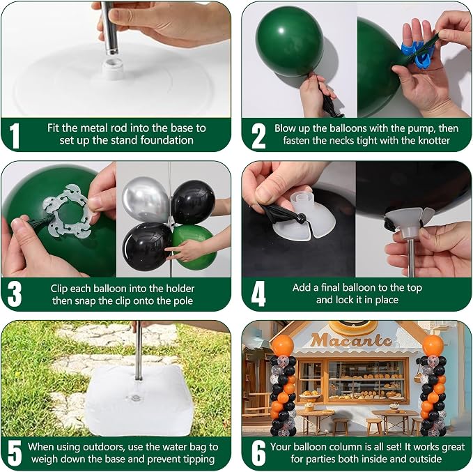 Balloon Column Stand Kit, 2 Sets, Adjustable 2m Telescopic Poles, Hexagon Bases - Image 7