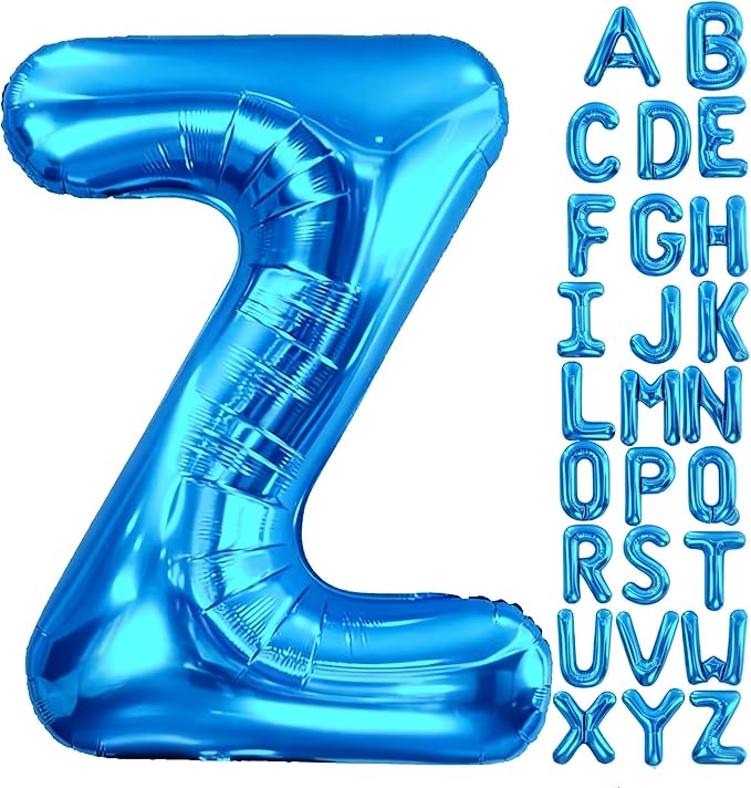 Letter Z Balloon 40 Inch Blue, Giant Alphabet Foil Balloon, Big Mylar Party by Aeniaza