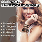 Hair Accessories Set for Women: 20 Boho Hair Ties in 5 Neutral Colors, 4 Stylish Hair Bands Bracelets for Thick or Thin No Damage Ponytails