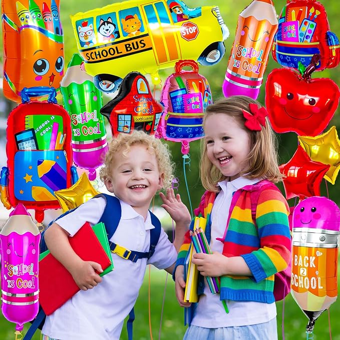 38 Pcs Back to School Balloons, School Helium Mylar Balloon, Apple Pencil - Image 5