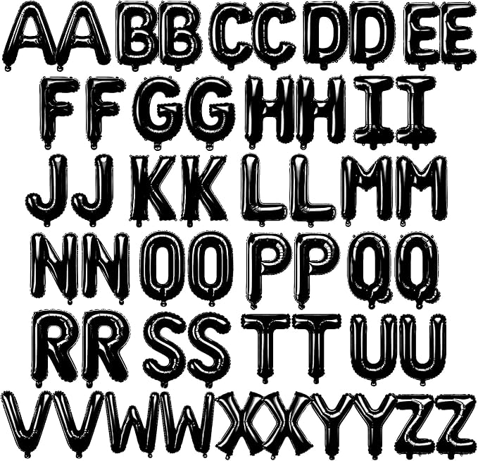 52 Pcs Black Letter Balloons 16 Inch Mylar Foil Alphabet Letters 2 Sets A- Z by Togvu