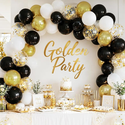 White Black Gold Balloons, Graduation, Anniversary, Baby Shower, Wedding Party - Image 8