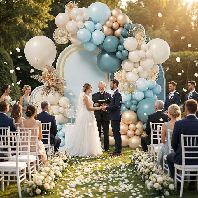 Sea Blue Balloon Garland Arch Kit 151pcs, Dusty Teal Light Blue Cream White by Depotner