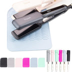 Heysam Heat-Resistant Silicone Mat/Non-Slip Vanity Pad for Hair Styling Tools-Hair Straighteners, Curling Irons and Flat Irons, Food-Grade Silicone, Suitable for Home, Travel, Salon Use, 9"x6.5"-Blue
