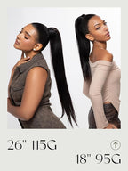 Frodio Clip in Ponytail Extension Human Hair for women Straight 26 Inches Long Straight Hair drawstring Ponytail Natural Color