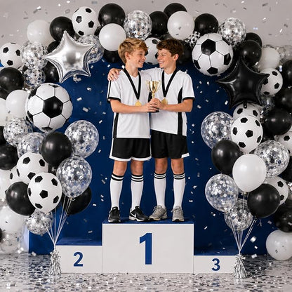 Soccer Balloons, Metallic Silver Confetti Balloons - Image 9