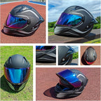 Full Face Motorcycle Helmets for Adult Men Women, DOT Approved Street Bike Racing Helmet Dual Visor Quick Release Buckle, Motorbike ADV Moped Helmet with Extra Clear Visor