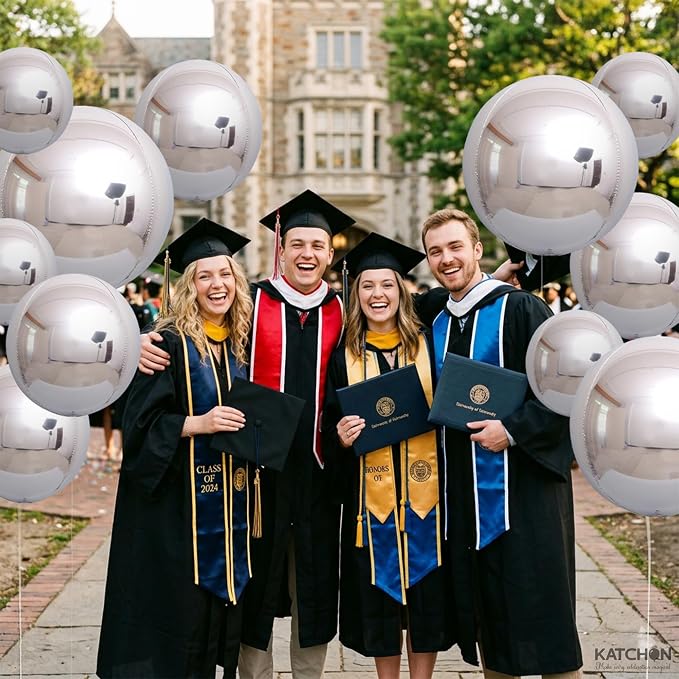 KatchOn Metallic Silver Balloons - Image 4
