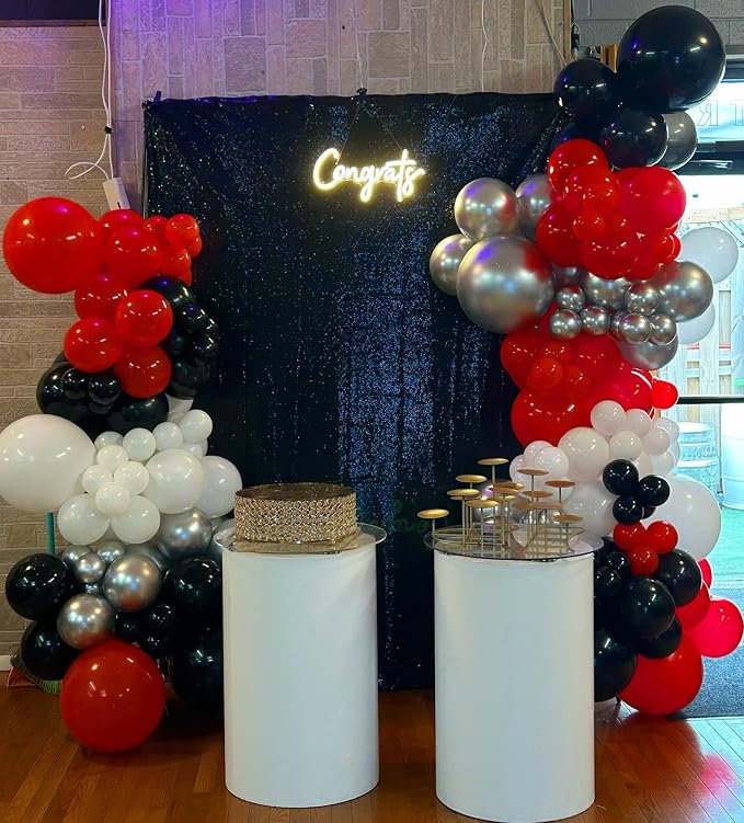 Red Black and White Balloon Arch Kit, ADOINBY 140Pcs Red and Black White Silver - Image 5