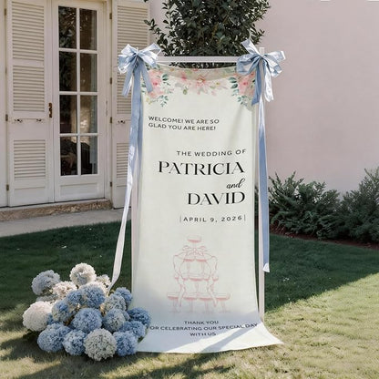 Mapileng Wedding Reception Welcome Linen Banner Sign, Personalized Couple Names - Image 2