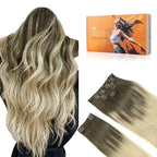 DOORES Hair Extensions Real Human Hair, Ash Brown to Platinum Blonde 150g 9pcs 18 Inch, Clip in Extensions Human Hair Natural Remy Clip in Hair Extensions Silky Straight Thick Human Hair Extensions