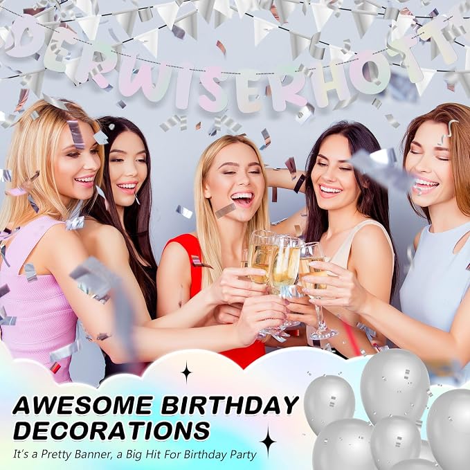 Fulmoon Set of 3 Pre Strung Older Wiser Hotter Glitter Banner Funny Birthday - Image 5