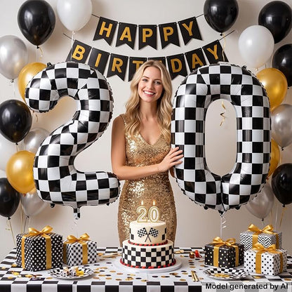 40 Inch Checkered Number 0 Balloon - Image 4