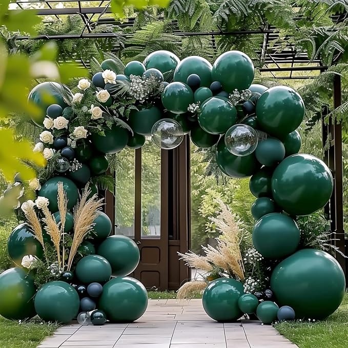 Double Stuffed Dark Green Balloon Garland Arch Kit | 18/12/10/5inch Different by Unknown