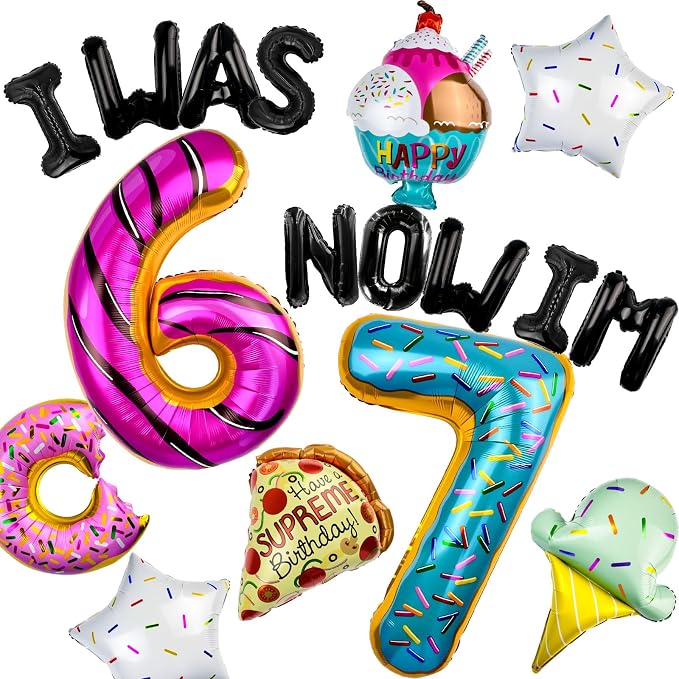 6 7 Birthday Decorations Balloon Set | Number 6 7 Foil Balloons by Unknown