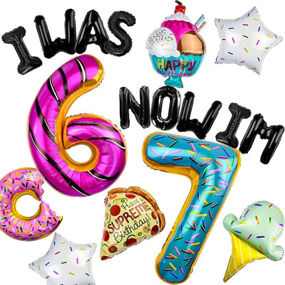 6 7 Birthday Decorations Balloon Set | Number 6 7 Foil Balloons by Unknown