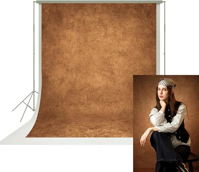 UrcTepics 8×10 ft Brown Fabric Photo Backdrops, Classic Abstract Texture by UrcTepics