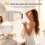 SIXRARI 25L Hot Towel Warmer Cabinet, Wall-Mounted Towel Warmers, Rapid Heating(20/40/60 min), LED Display, Smart Timed Towel Heater for Bathroom, Fits Up to 2 Large Towels, Blankets or Robes(White)