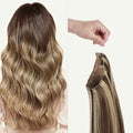 Luxy 100% Remy Human Hair – Halo Clip-In Hair Extensions –Natural Looking Volume & Length - One-Piece - Easy 5-Min Application 150 grams 12" Ash Brown Highlights